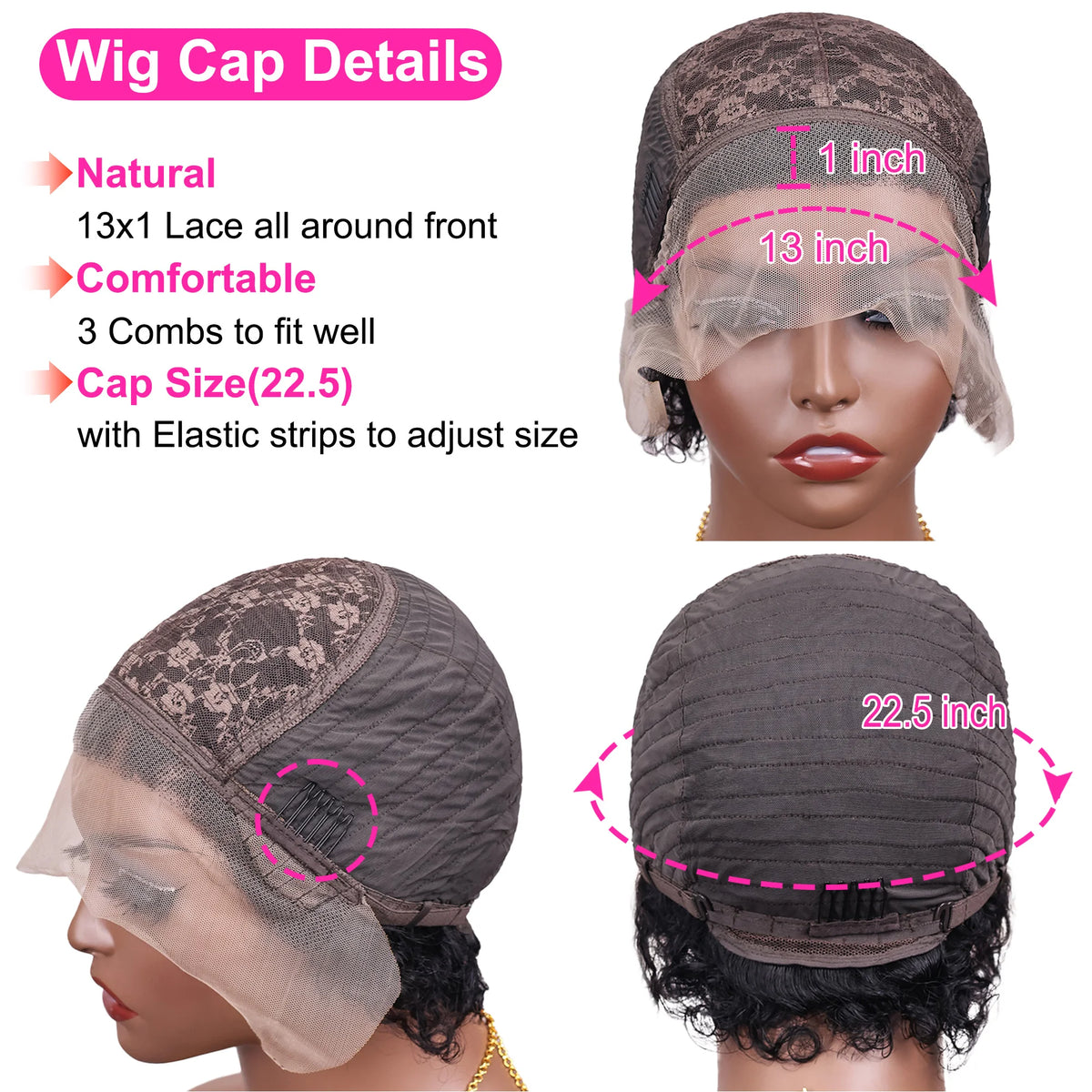 Remy Pixie Cut Curly Lace Front Wigs