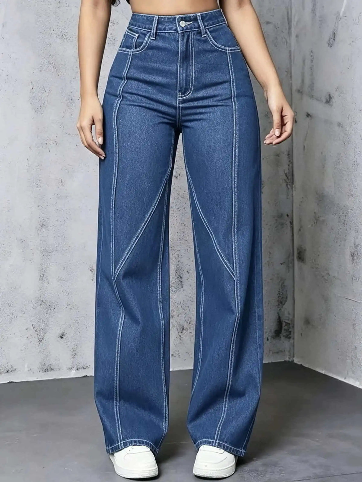 High Waist Straight Leg Denim Jeans