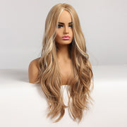 Highlight Heat Resistant Long Wavy Blonde Synthetic Wigs