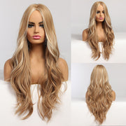 Highlight Heat Resistant Long Wavy Blonde Synthetic Wigs