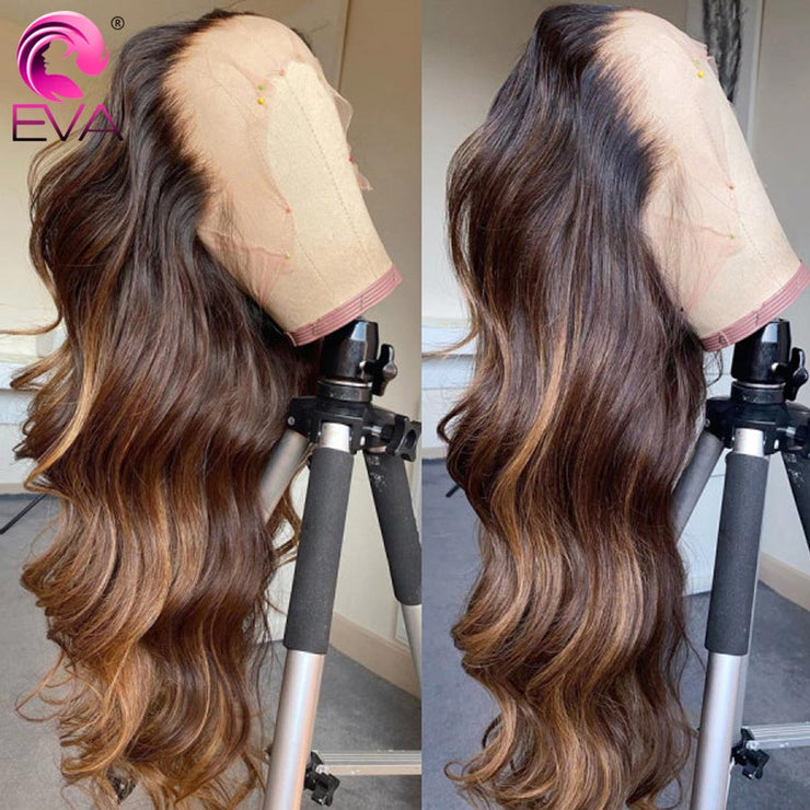 Highlighted Reddish Brown Human Hair Body Wave Lace Front & Full Lace Pre-Plucked Wigs