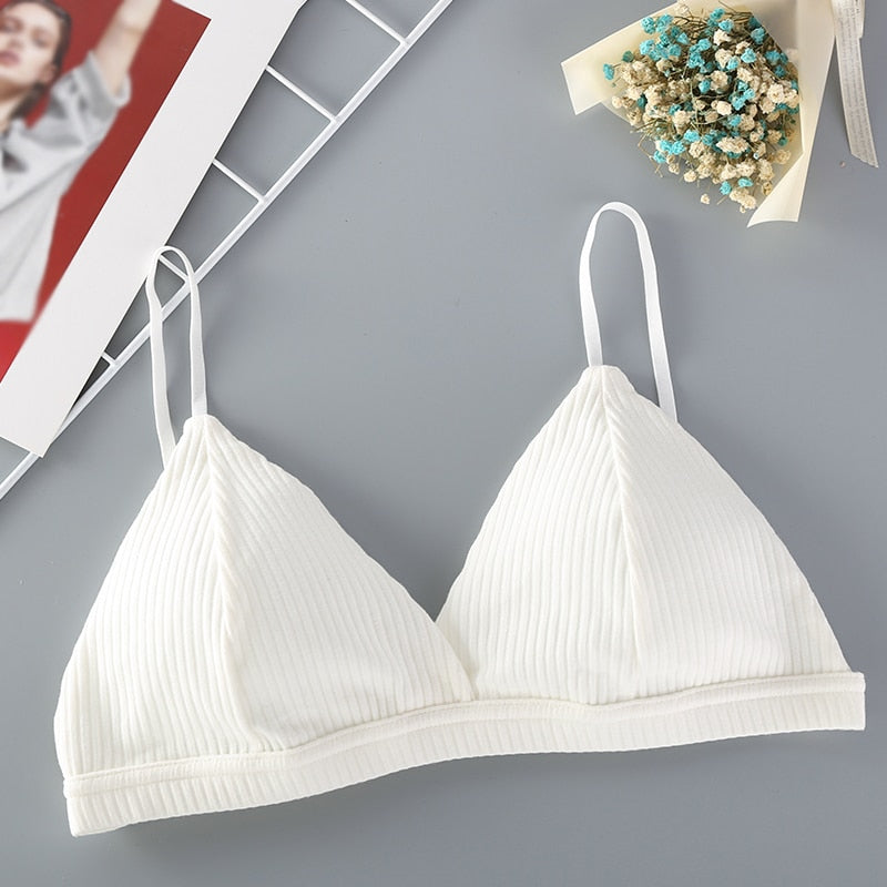 Triangle Cup Threaded Cotton Bras