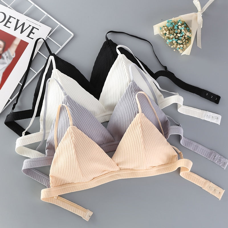 Triangle Cup Threaded Cotton Bras