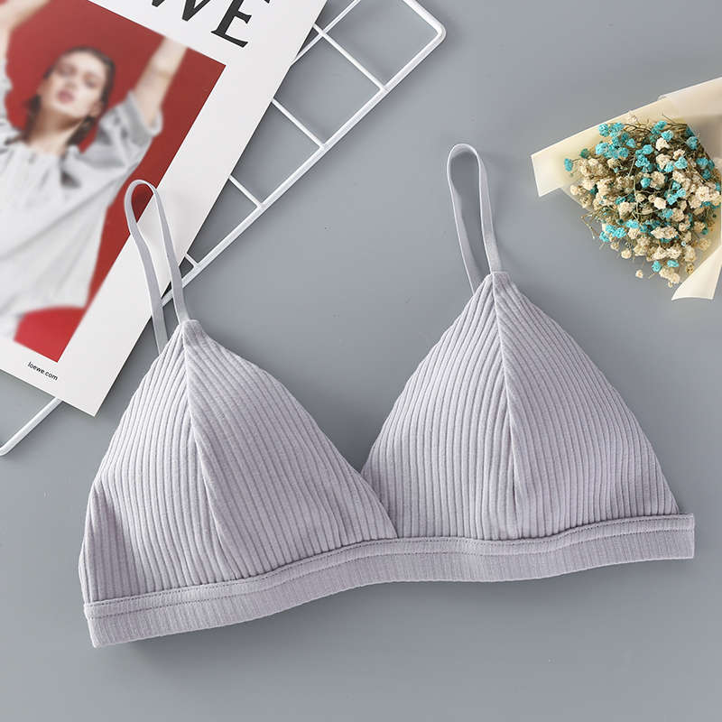 Triangle Cup Threaded Cotton Bras