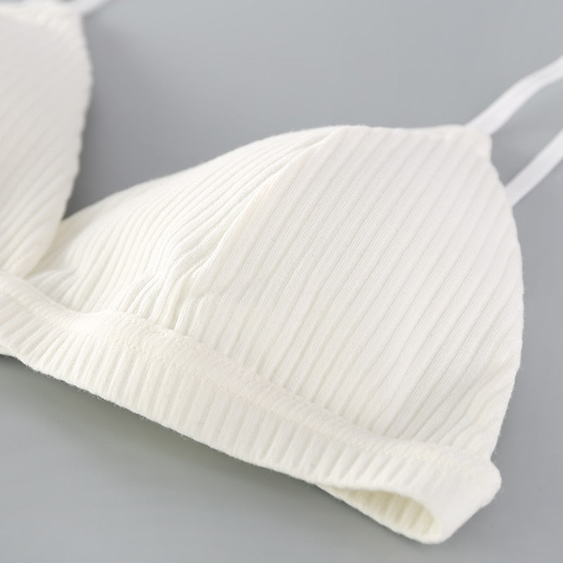 Triangle Cup Threaded Cotton Bras