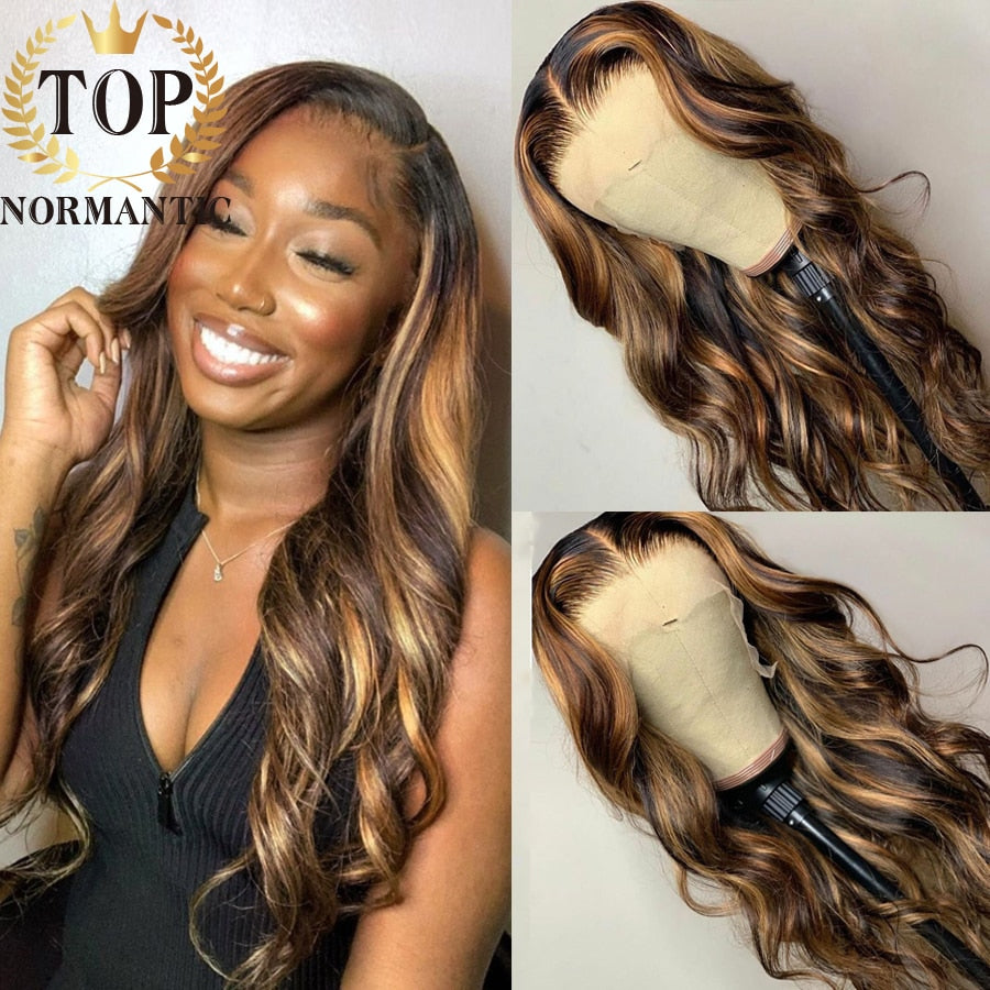 Brazilian Remy Human Hair with Baby Hair Blonde Loose Wave Wig