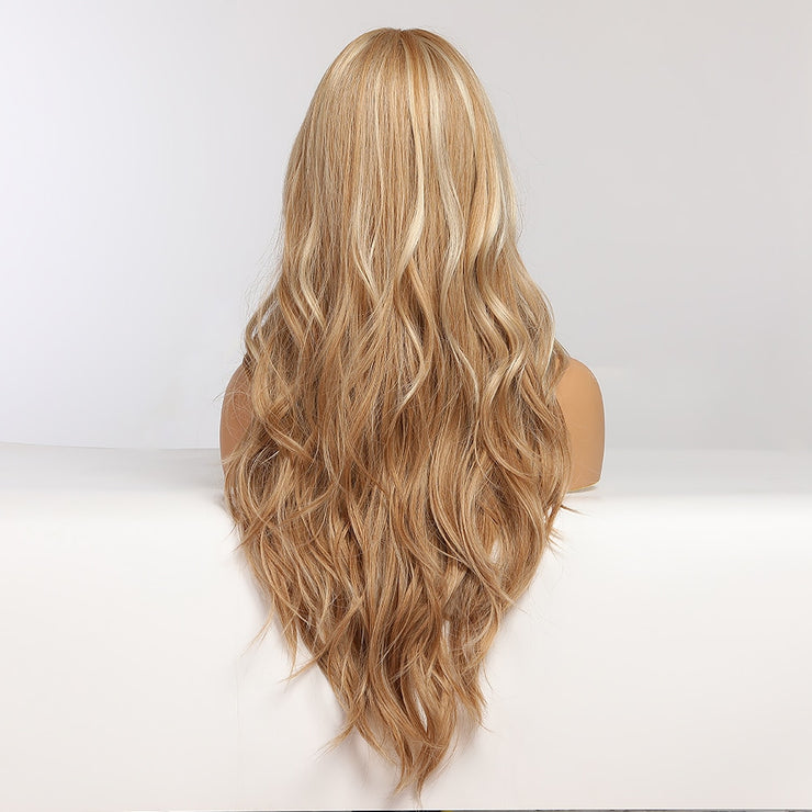 Highlight Heat Resistant Long Wavy Blonde Synthetic Wigs