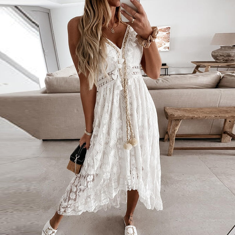 Lace Patchwork Spaghetti Strap Dresses