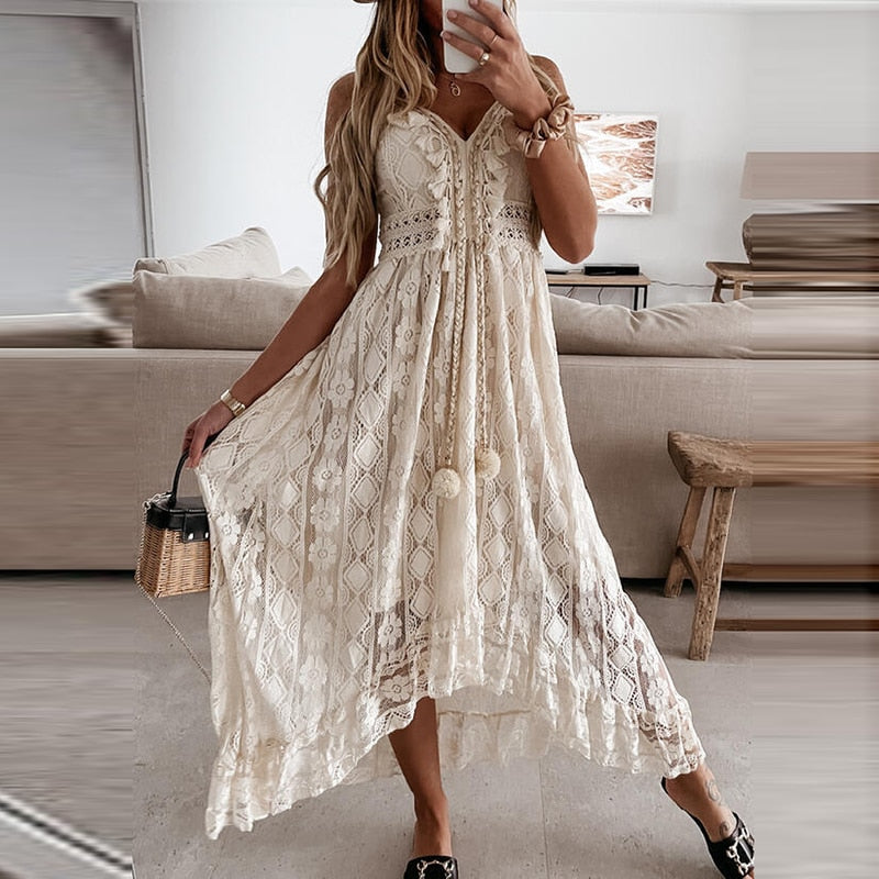 Lace Patchwork Spaghetti Strap Dresses