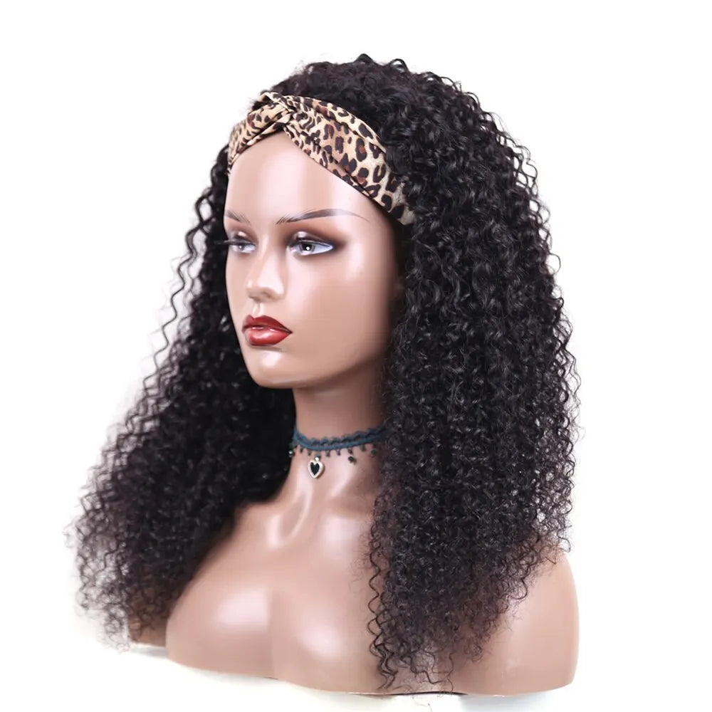 Headband Kinky Curly Remy Human Hair Wigs
