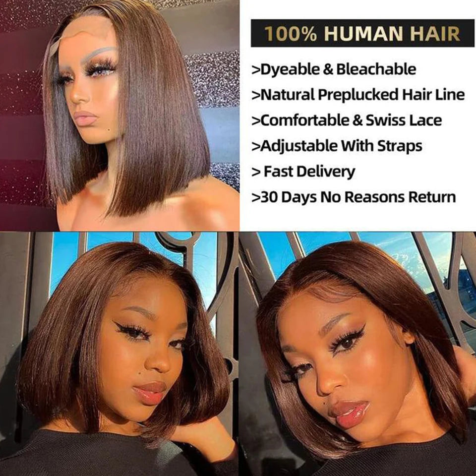 Brown #4 Colored Human Hair Wigs