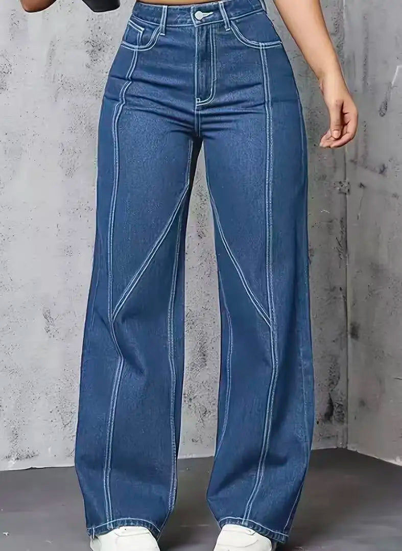 High Waist Straight Leg Denim Jeans