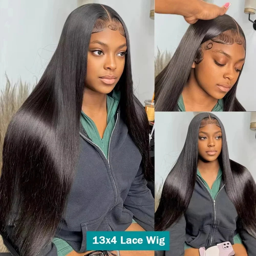 Straight HD Lace Front Wigs Natural Black Pre Plucked Baby Hair