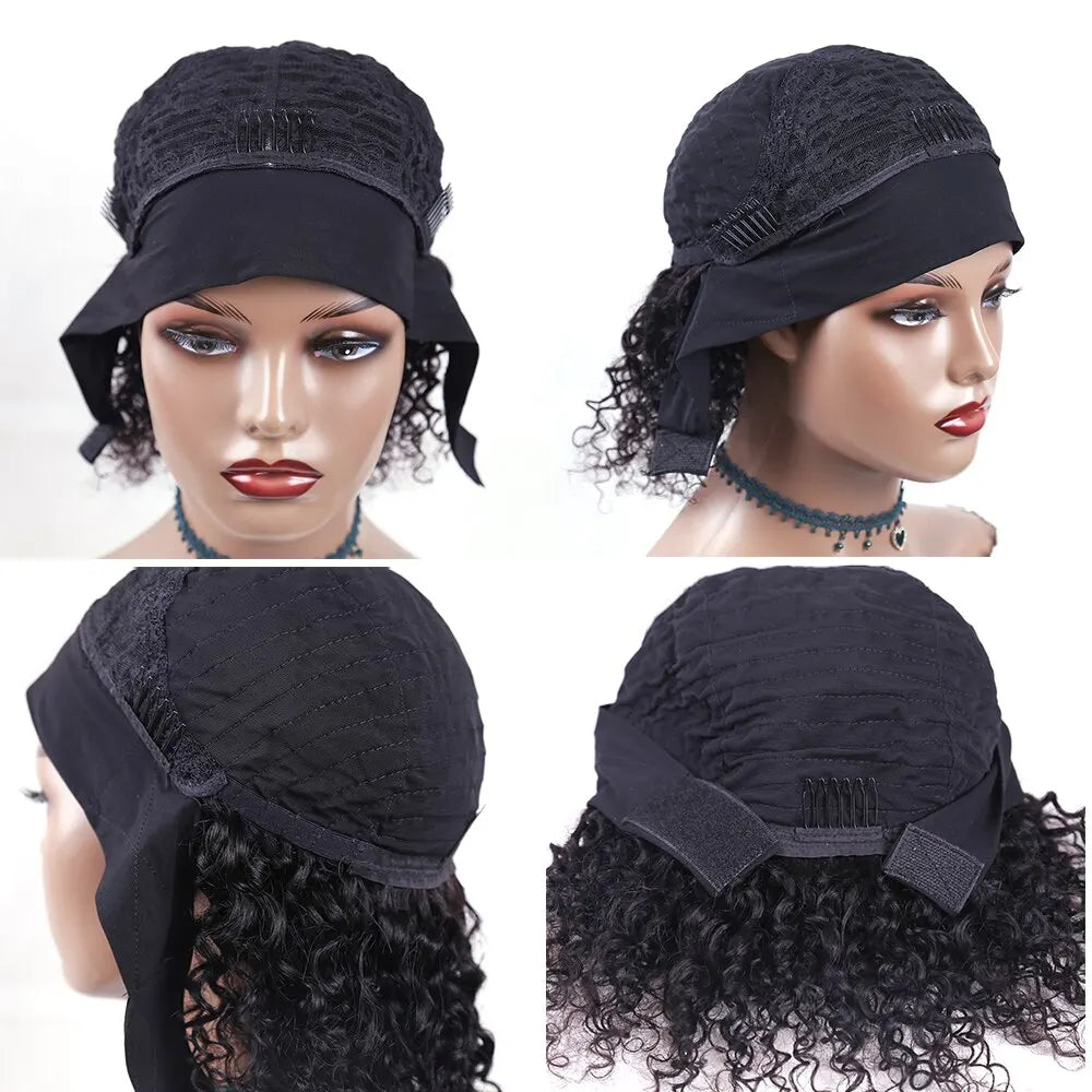 Headband Kinky Curly Remy Human Hair Wigs