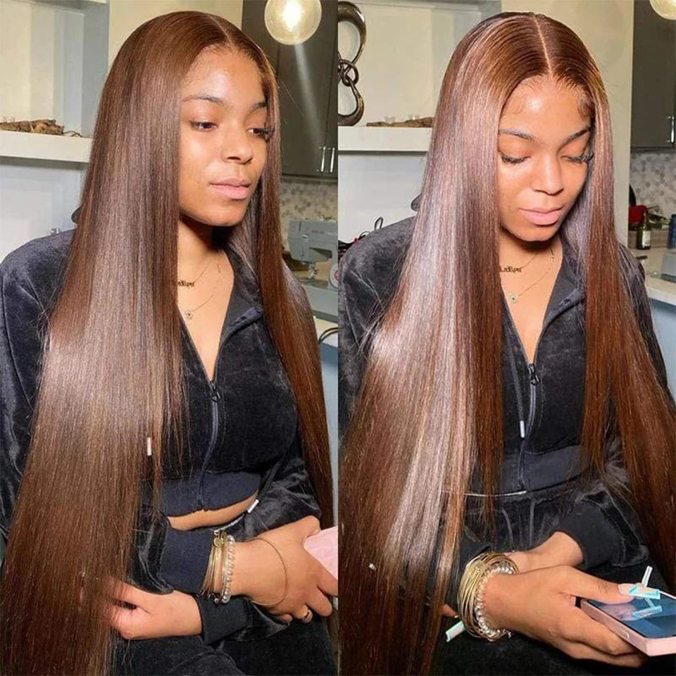 Brown #4 Colored Human Hair Wigs