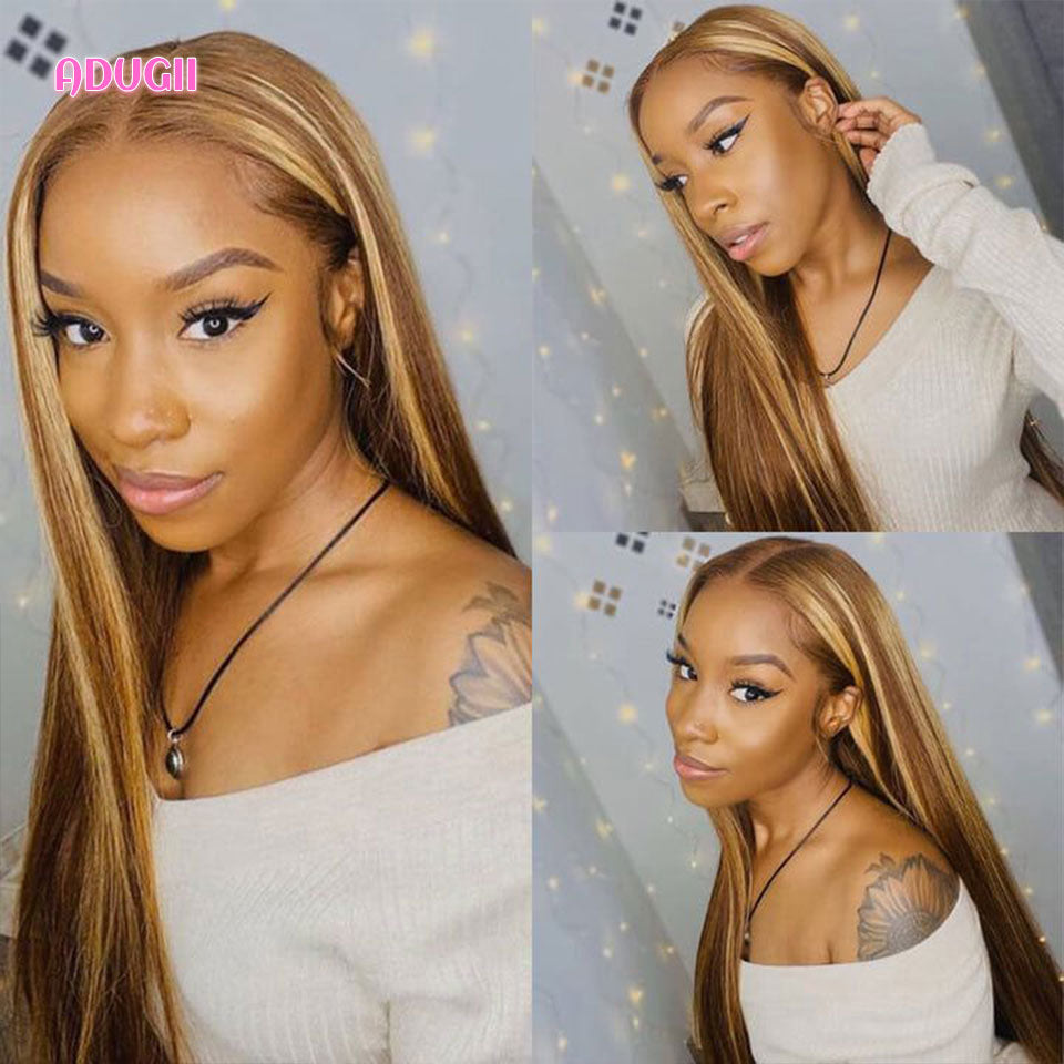 Honey Blonde Human Hair Lace Front Body Wave Wigs