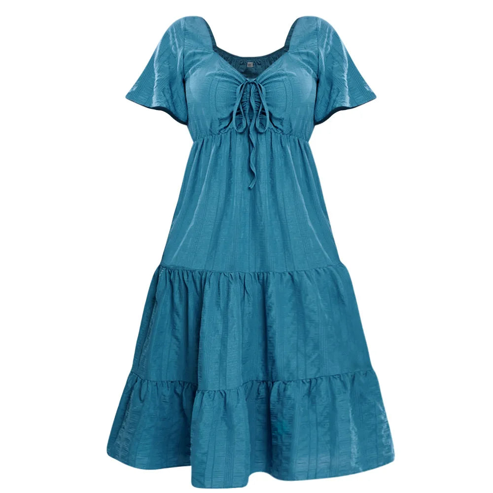 Plus Size Loose Short Sleeve Long Dress