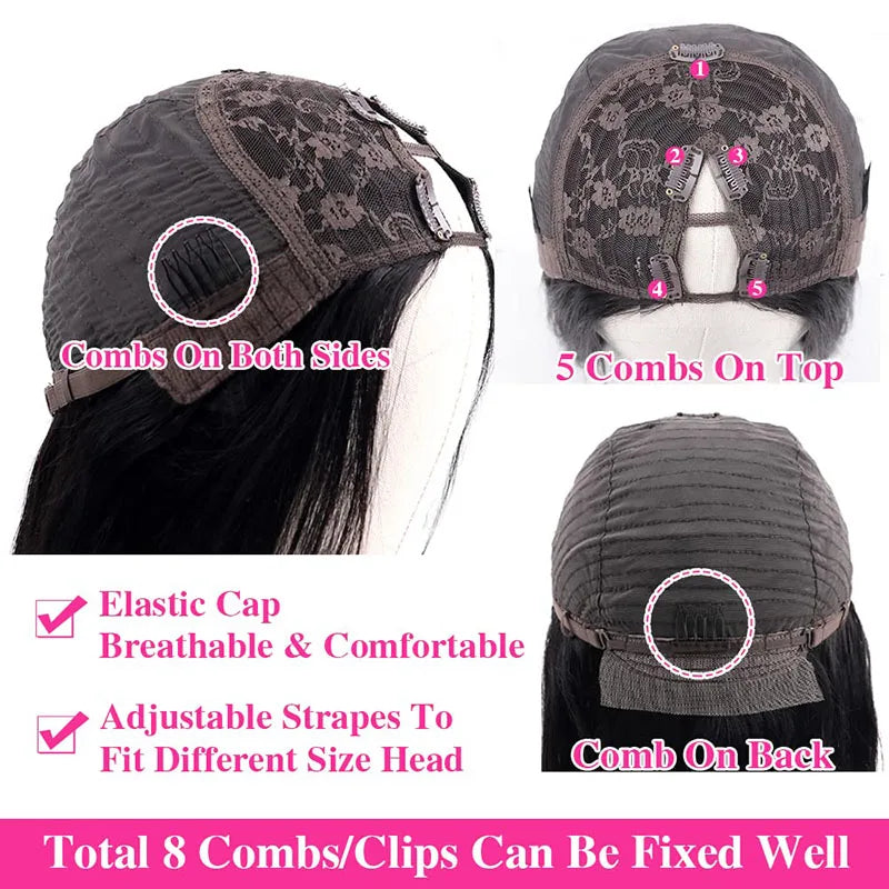 Glueless Brazilian Deep Curly Wave U/V Part Human Hair Wig