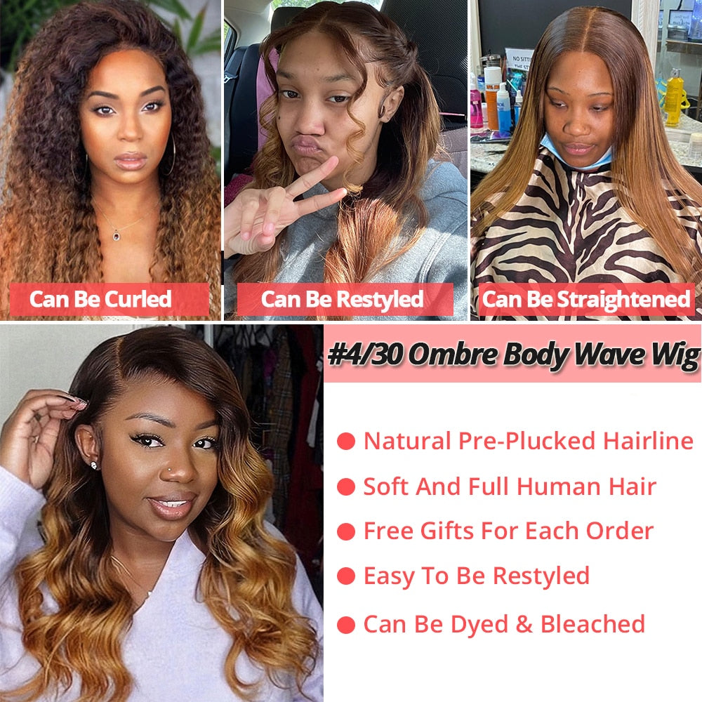 Lace Front Brazilian Body Wave Lace Front Colored HD Transparent Wig