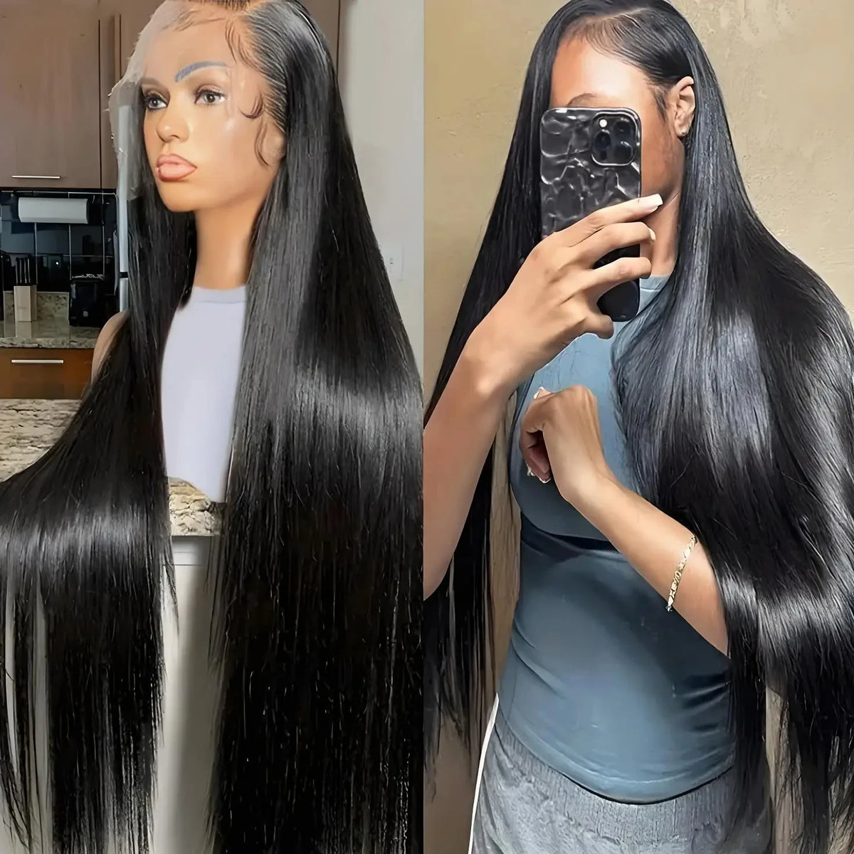 Straight HD Lace Front Wigs Natural Black Pre Plucked Baby Hair