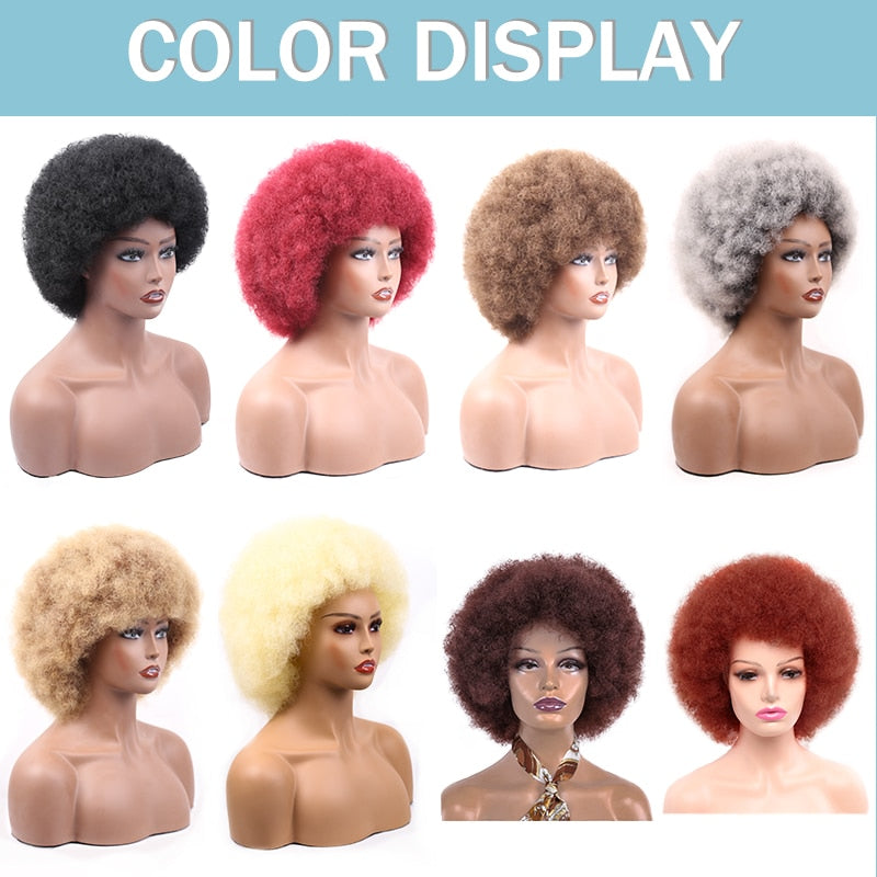 Synthetic Short Fluffy Afro Wigs