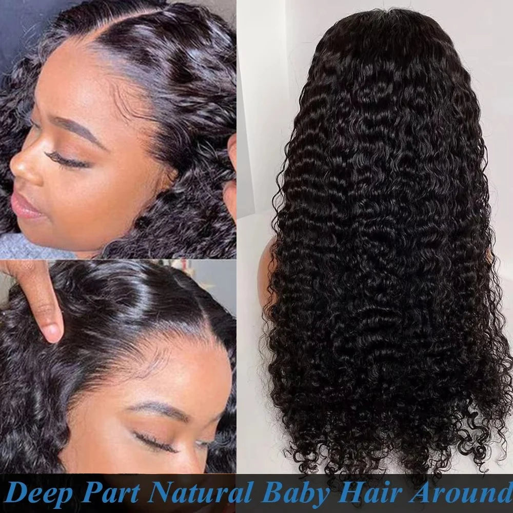 Deep Wave Human Hair Lace Front Pre Plucked Brazilian