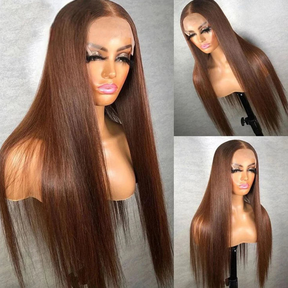 Brown #4 Colored Human Hair Wigs