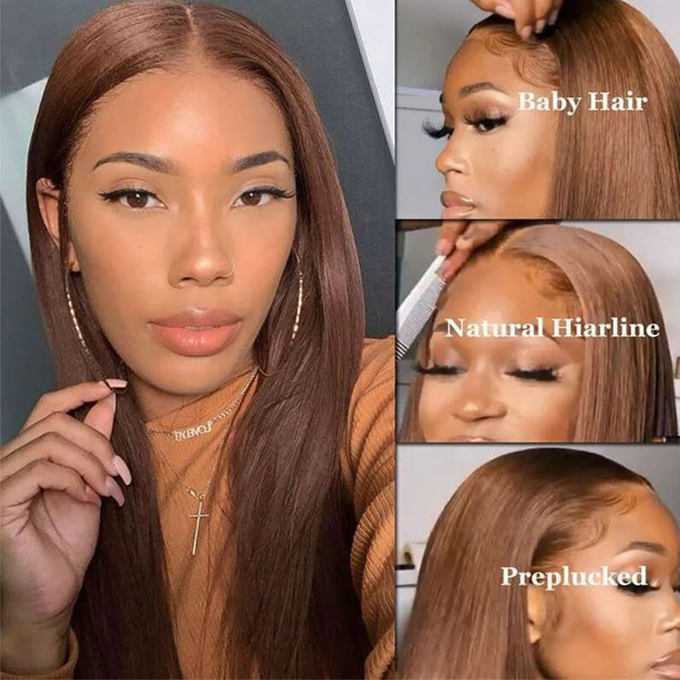 Brown #4 Colored Human Hair Wigs