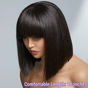 Straight Short Bob Wig with Bangs 100% Human Hair