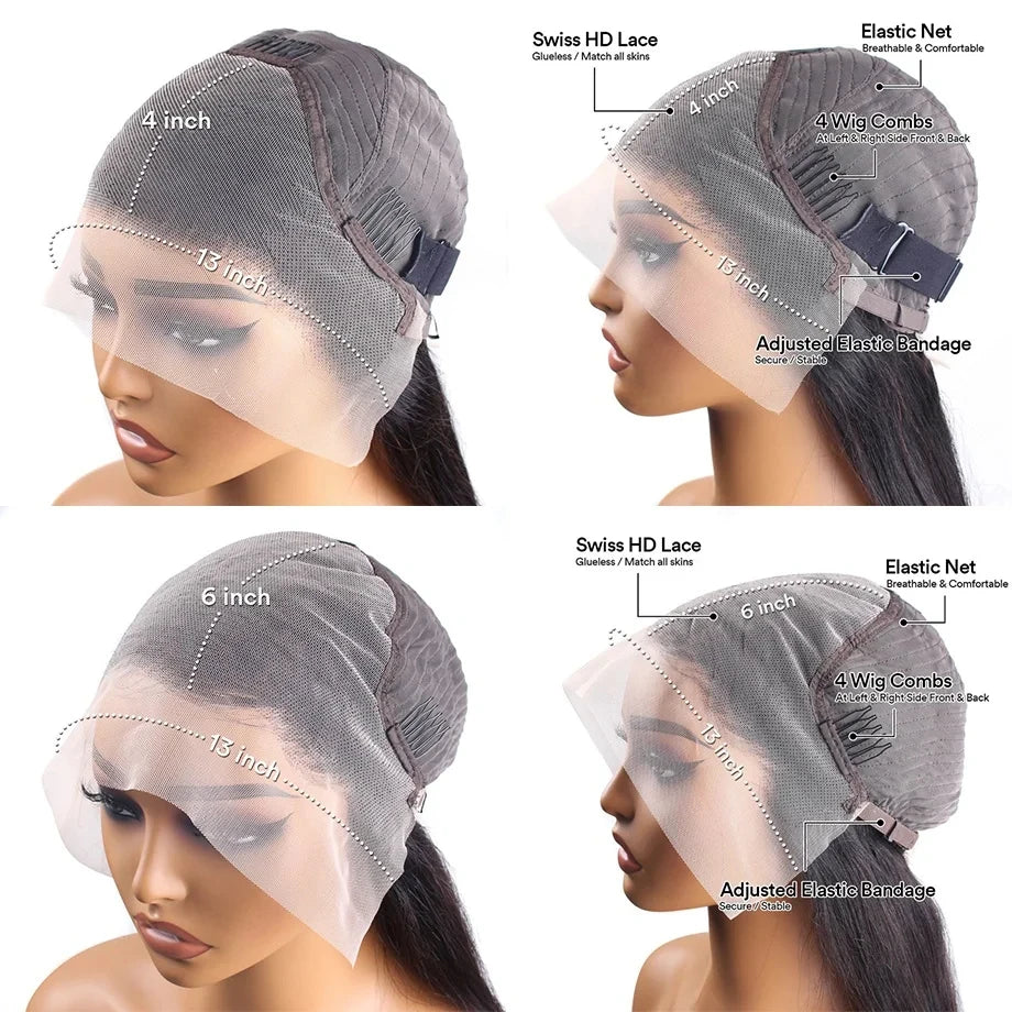 Straight HD Lace Front Wigs Natural Black Pre Plucked Baby Hair