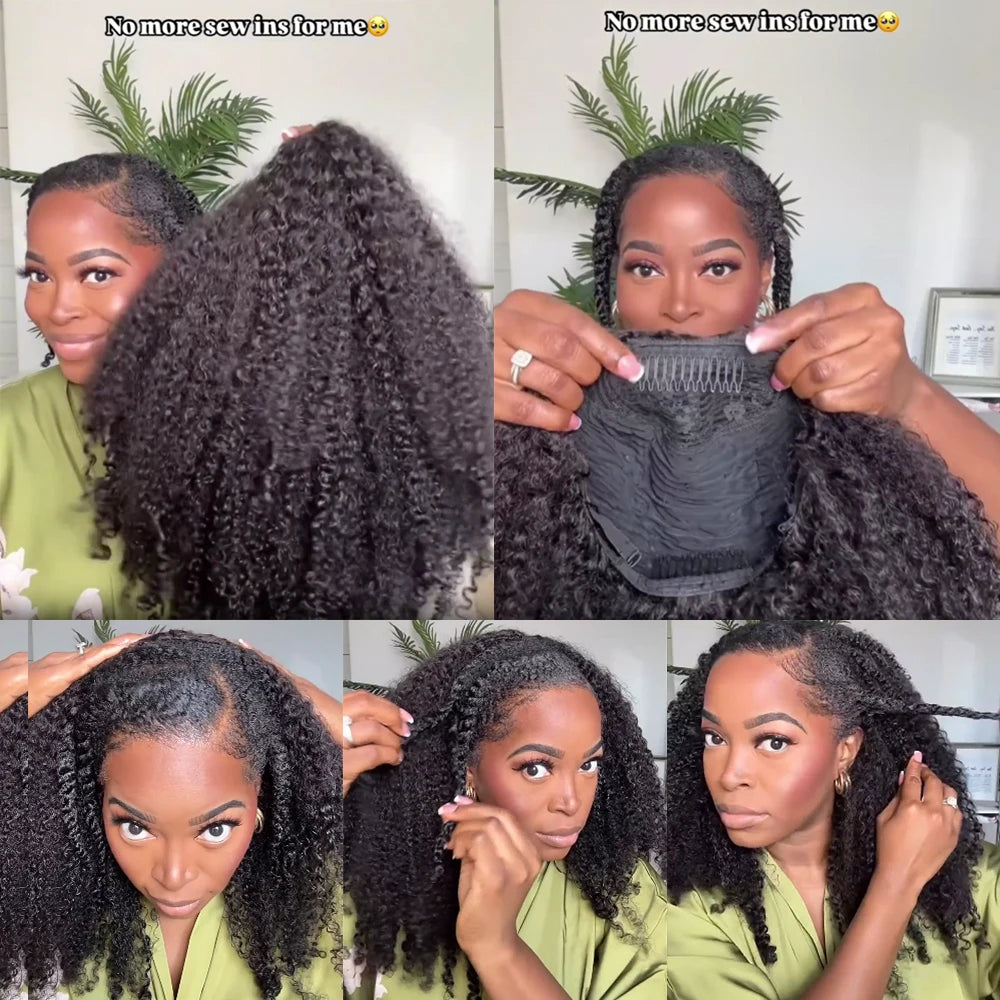 Kinky Curly Glueless 100% Human Hair Wig