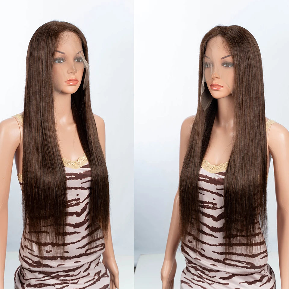 Brown #4 Colored Human Hair Wigs
