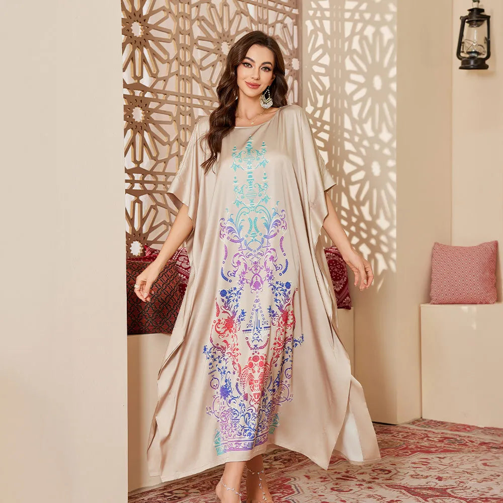 Long Satin Printed Gowns