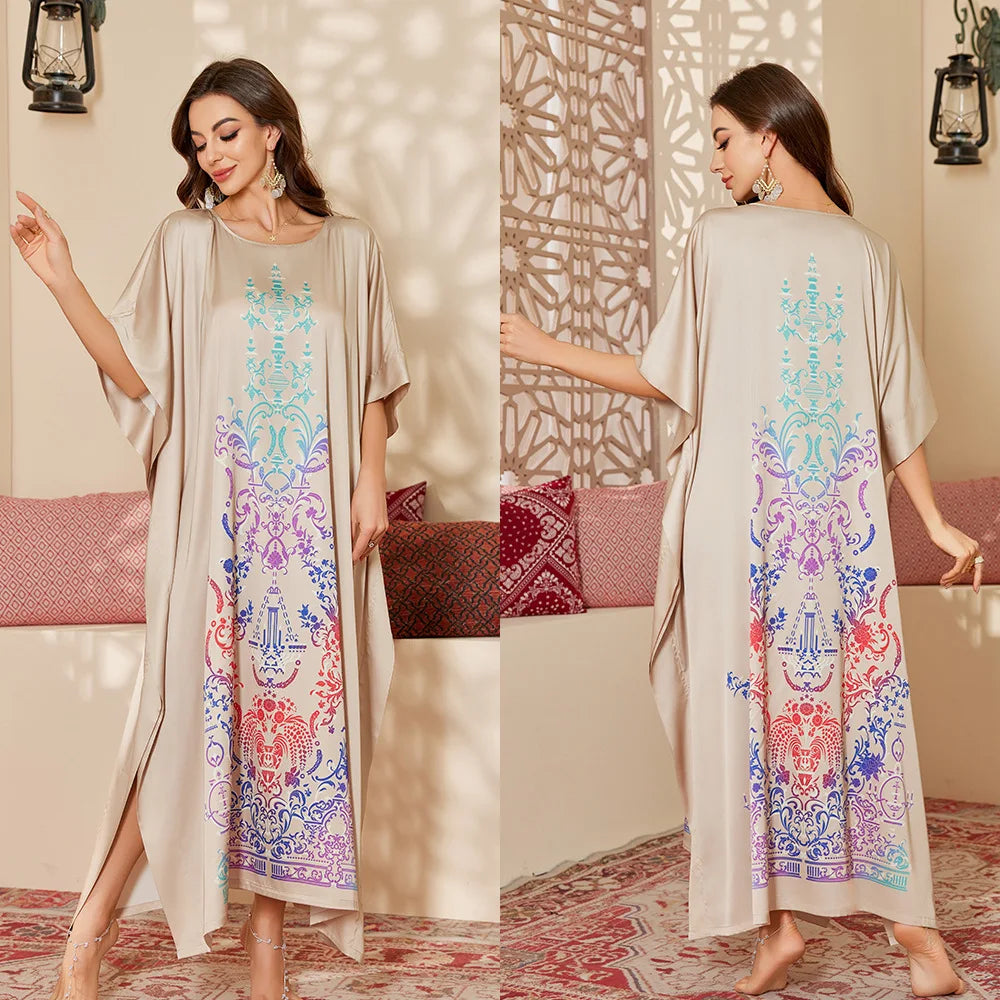 Long Satin Printed Gowns