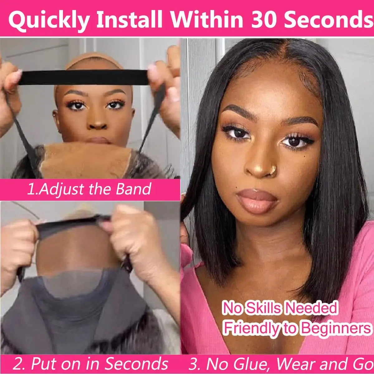 Glueless Straight Bob Lace Front Wigs