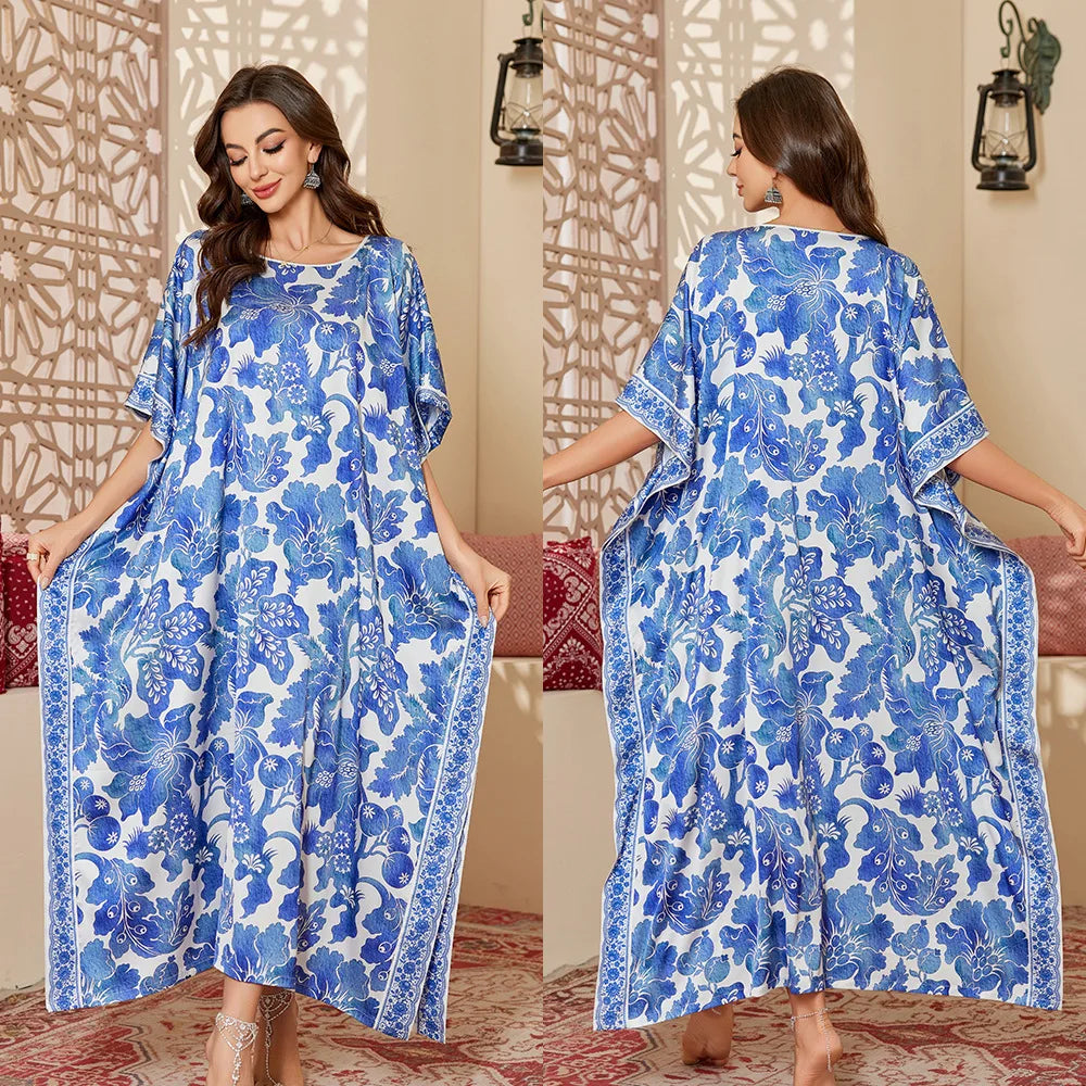 Long Satin Printed Gowns