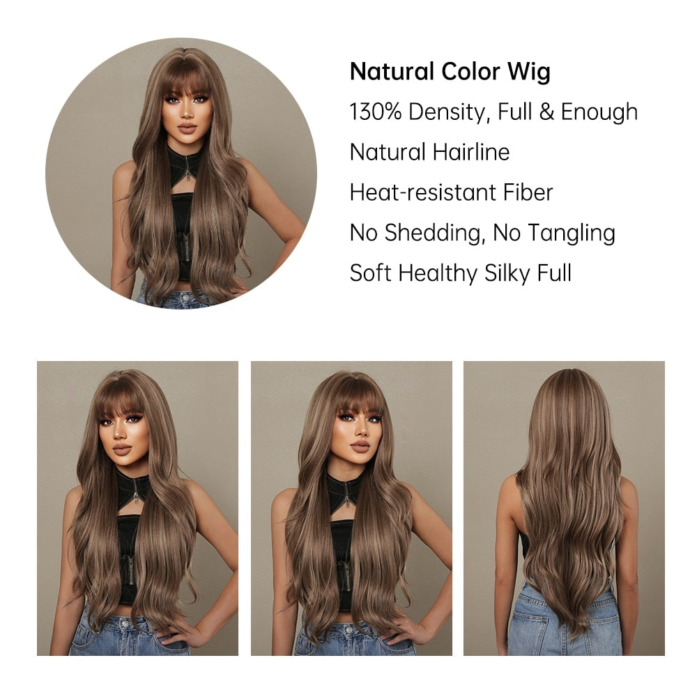 Mixed Blonde Synthetic Wigs with Long Bang