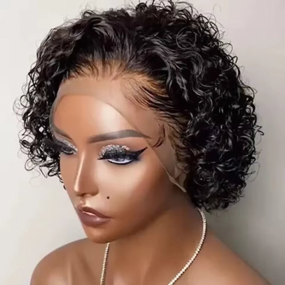 Remy Pixie Cut Curly Lace Front Wigs