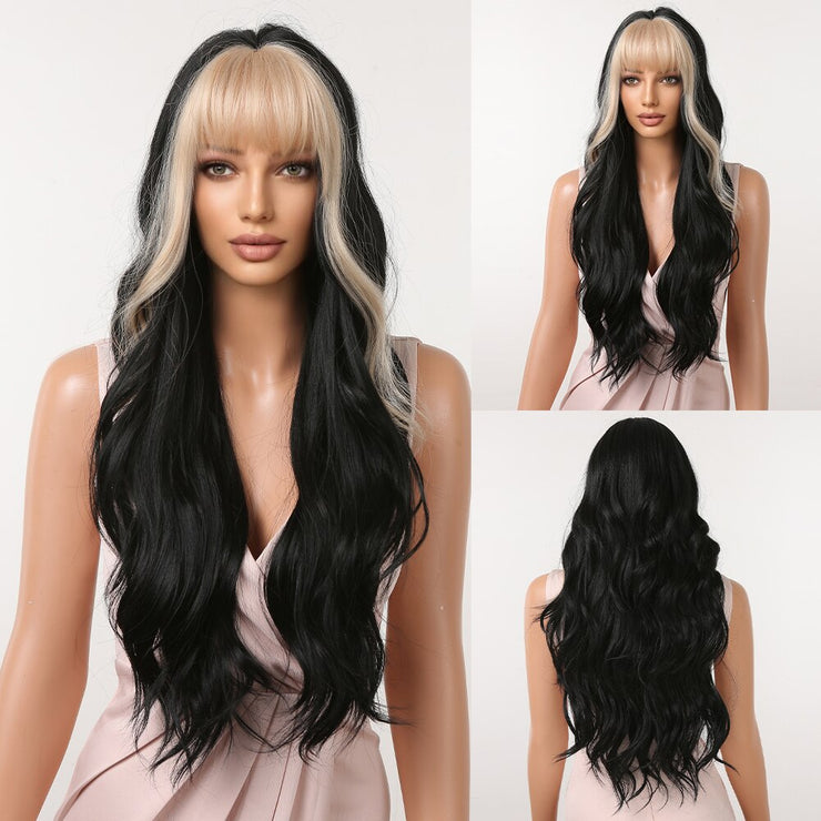 Mixed Blonde Synthetic Wigs with Long Bang