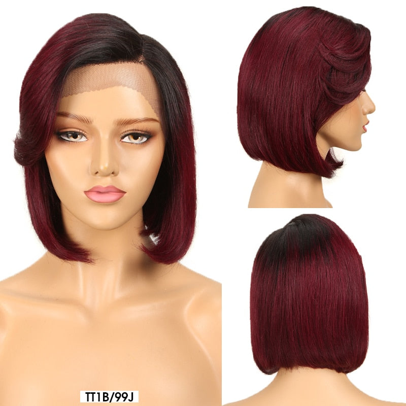 Short Bob Cut Lace Front Human Hair Wigs