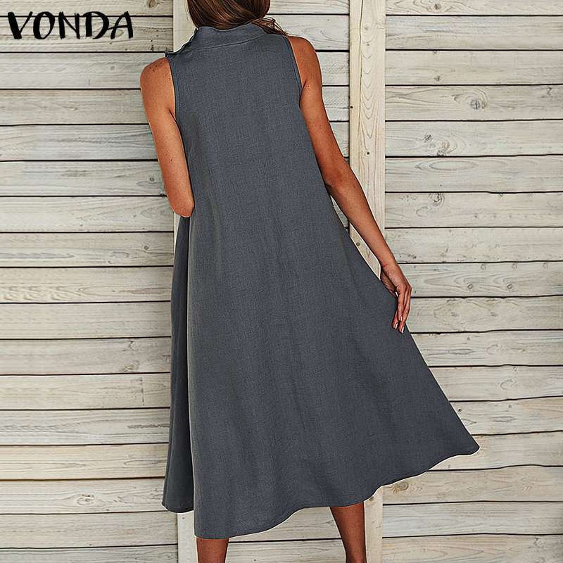 VONDA Sleeveless Loose Sundress