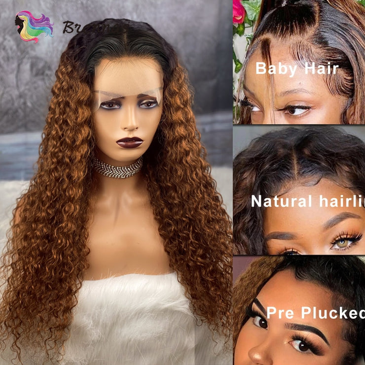 4x4 & 13x4 Ombre Brazilian Curly Lace Front Human Hair Wigs