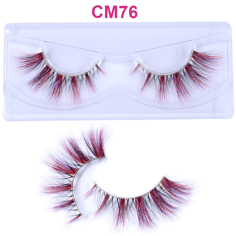 3D 5D Real Mink Strip Fake Colored Eyelashes