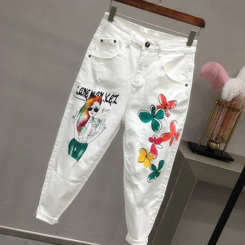 Flowers Print Stretch Skinny Jeans