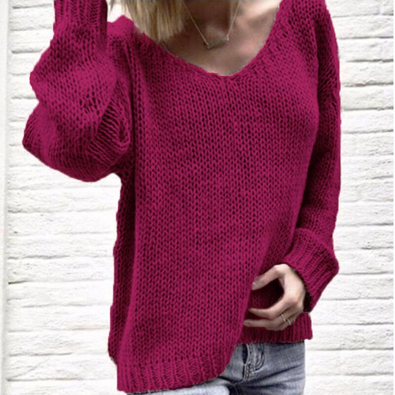 V-neck Knitted Loose Sweater