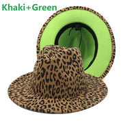 Leopard Print Wool Felt Fedora Hats