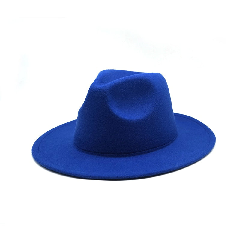 Unisex Solid Color Big Brim Fedoras