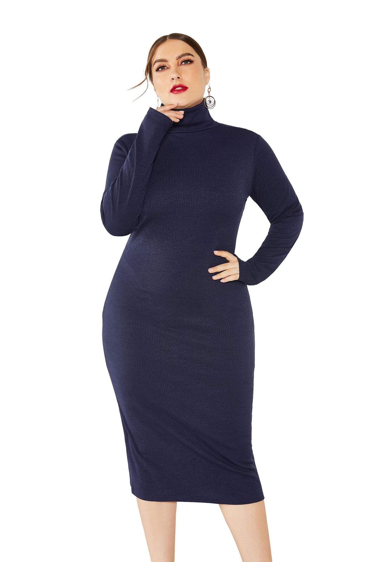 Knitted Turtleneck Bodycon Sweater Dresses