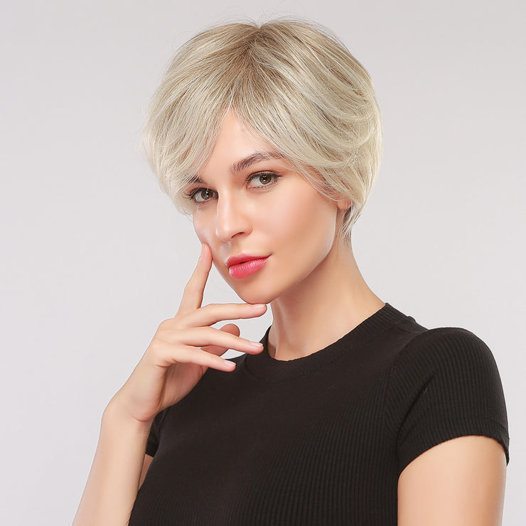 GEMMA Synthetic Wigs with Side Bangs Pixie Cut