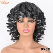 Short Curly Afro Wig with Bangs High Temperature Fiber